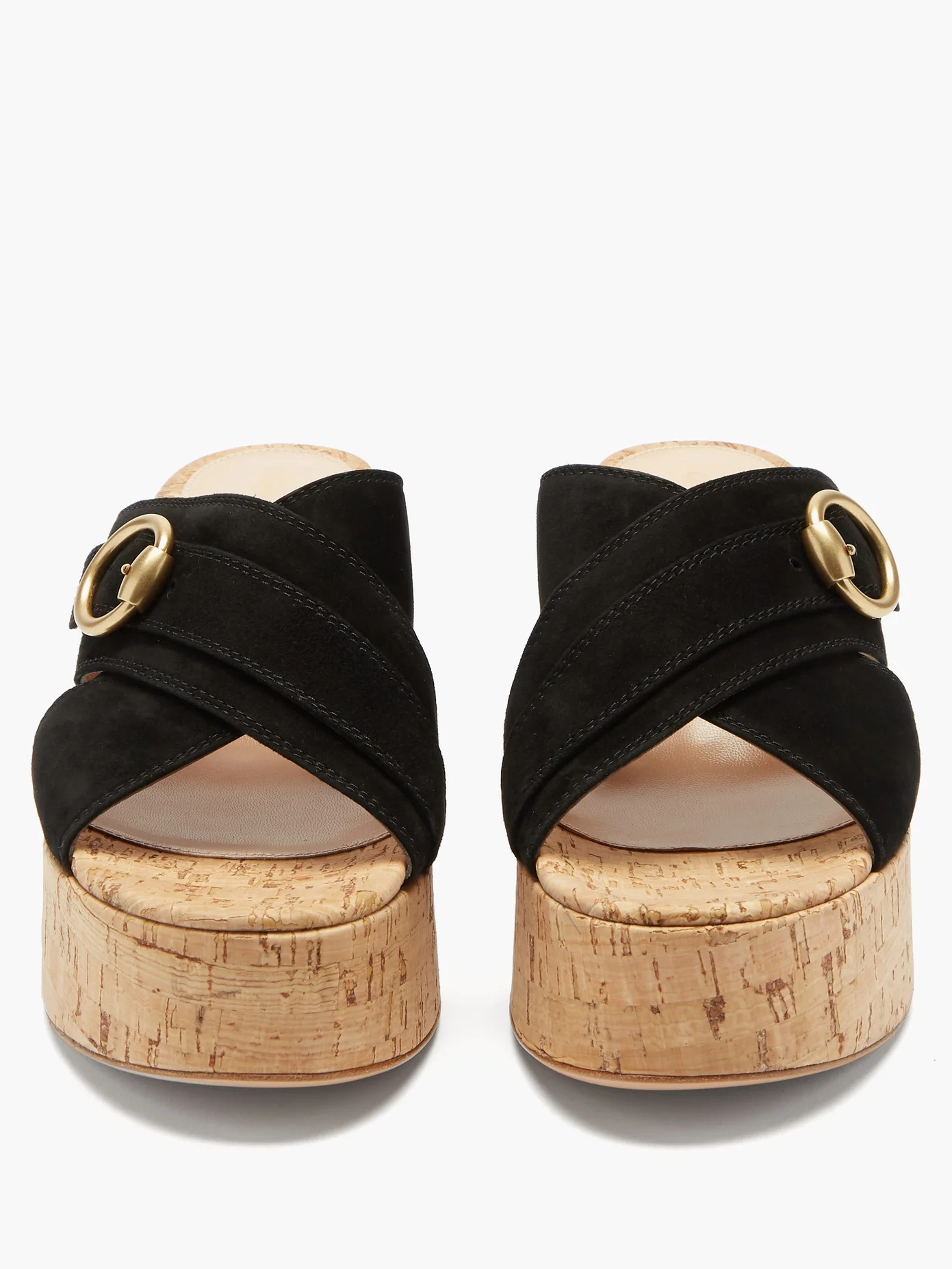 Cork-platform suede sandals - 5