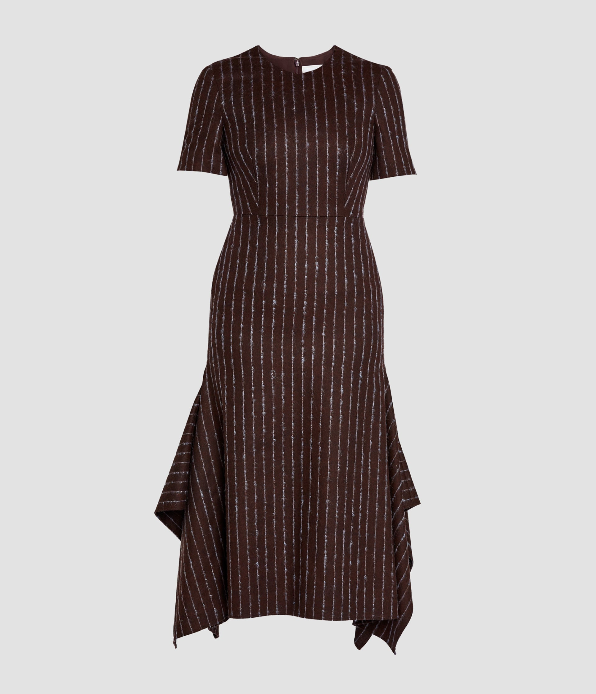 PINSTRIPE DRAPED MIDI DRESS - 2