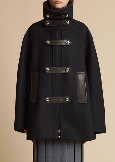 KHAITE The Melbo Coat in Black Leather Combo outlook