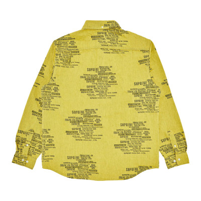 Supreme Supreme Trademark Jacquard Denim Shirt 'Washed Yellow' outlook