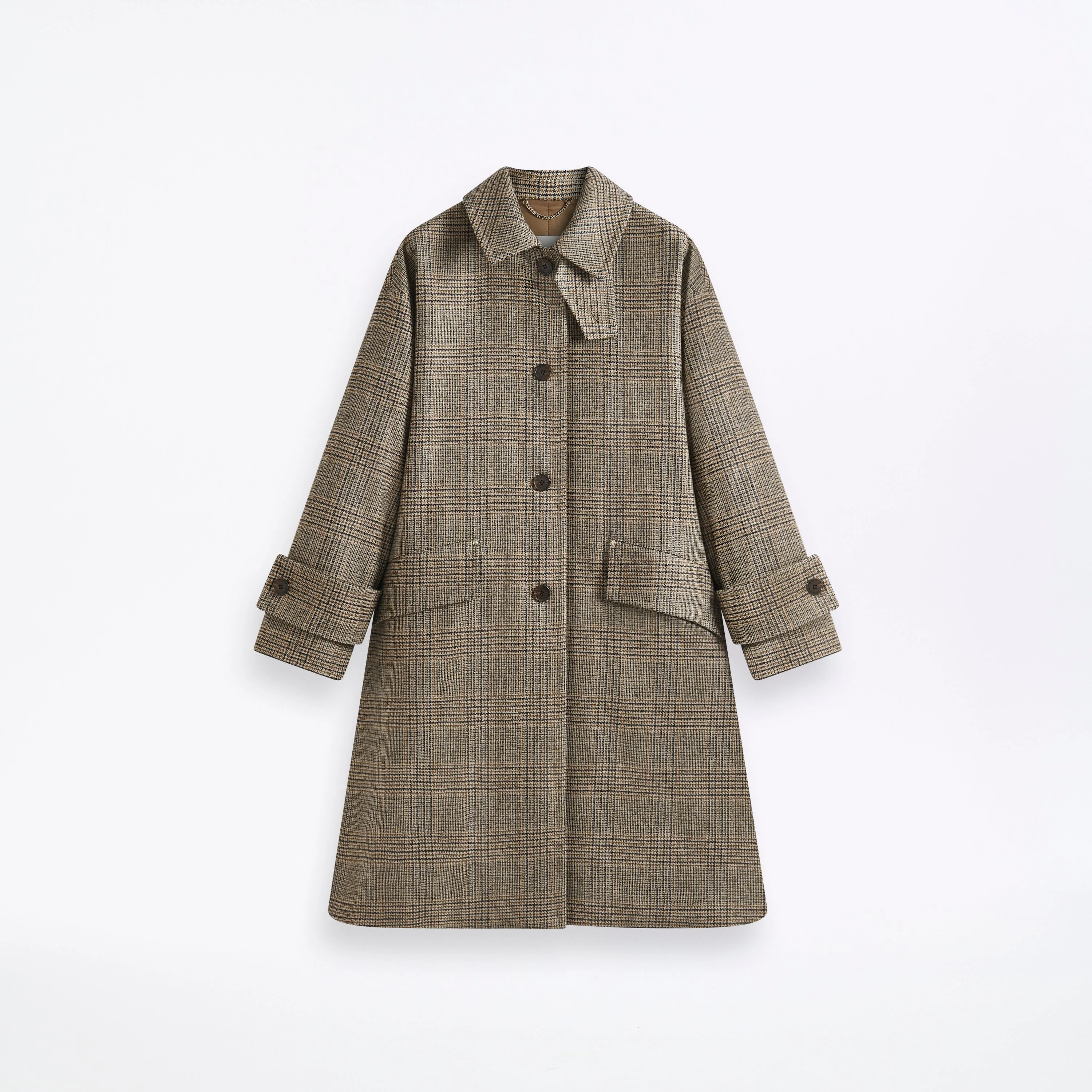 Humbie Slim Long Wool Glencheck Coat - 1