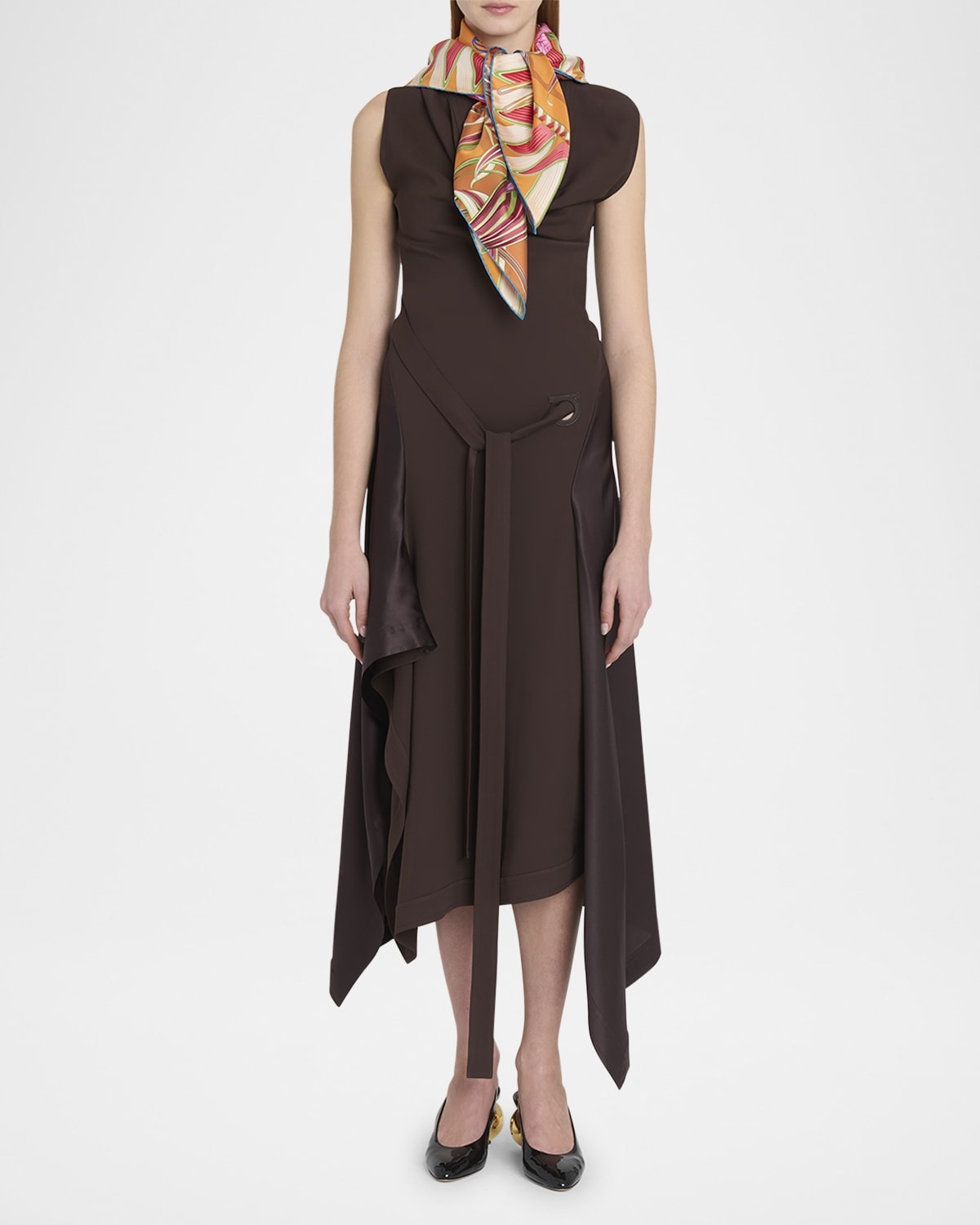 Giadafly Arancio Print Silk Foulard Scarf - 2