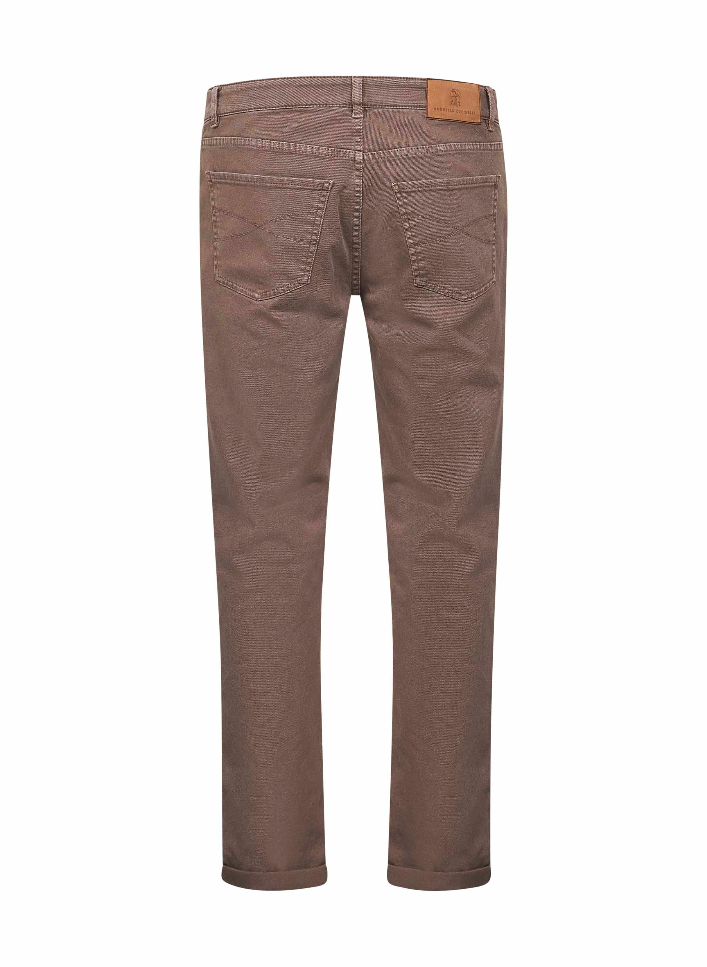 Brunello Cucinelli Men Taupe Garment-Dyed Denim Traditional Fit Jeans - 2