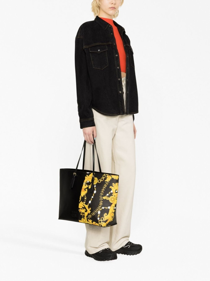 VERSACE JEANS COUTURE Baroque-pattern faux-leather tote bag outlook