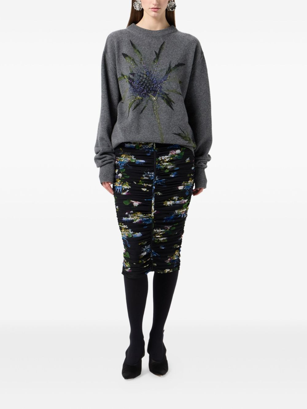 floral-beaded sweater - 2