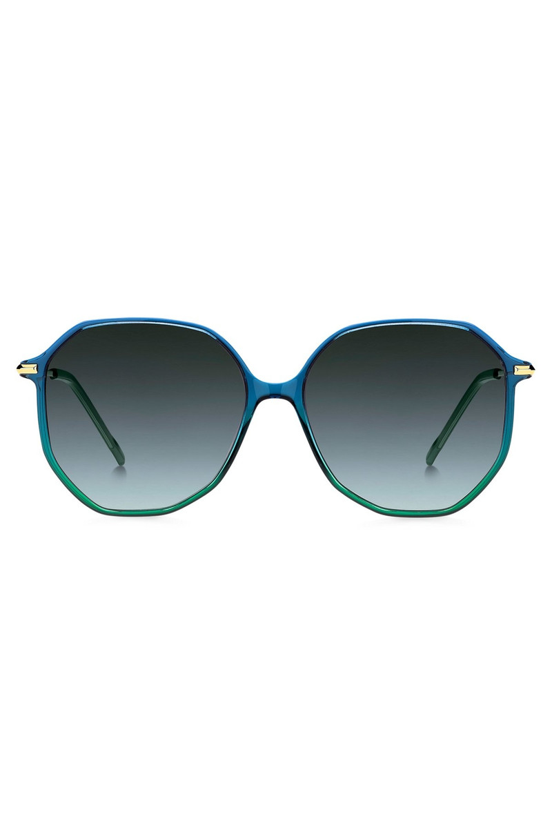 TUBULAR-TEMPLE SUNGLASSES WITH BLUE-GREEN FRAMES 3