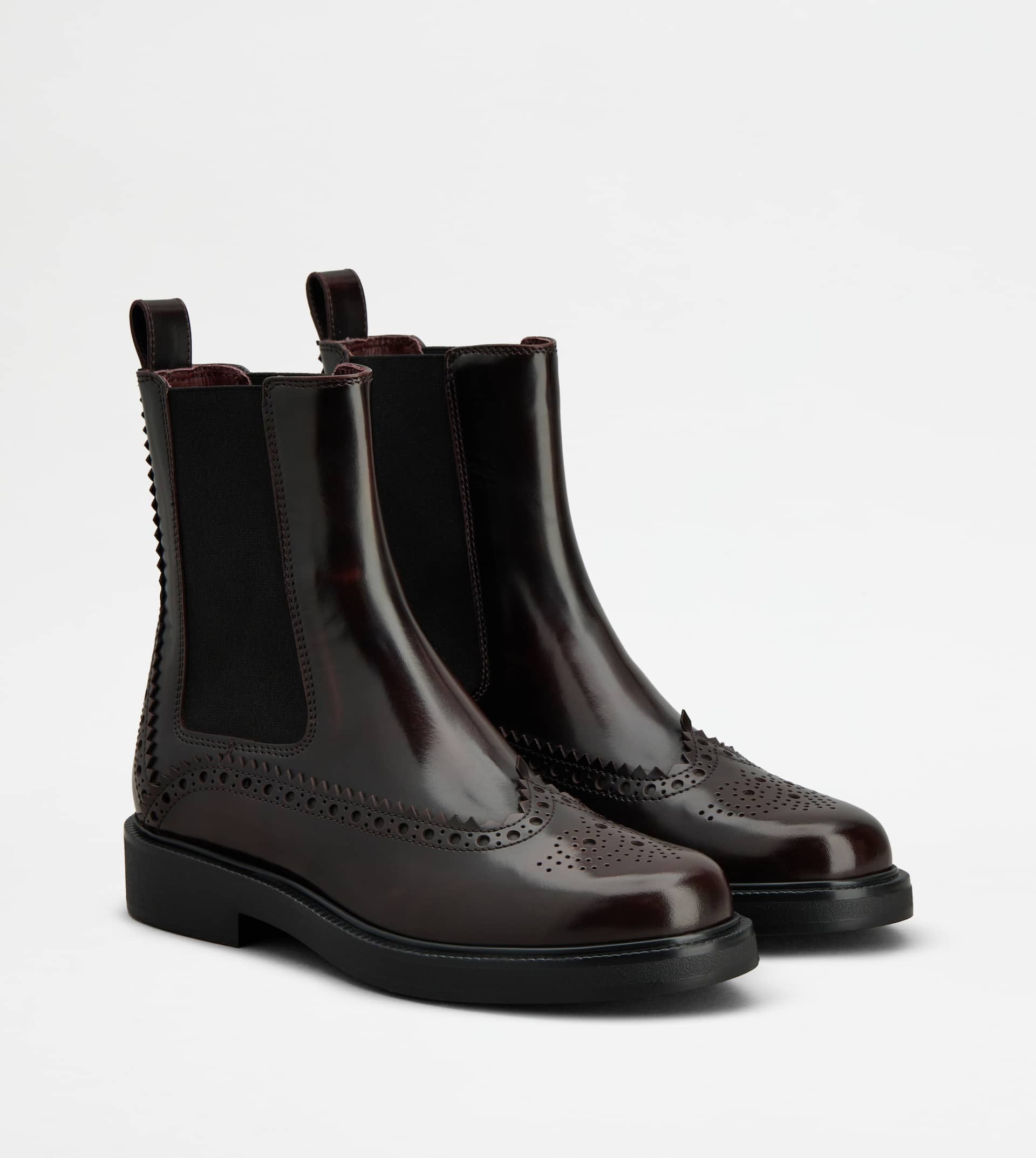 ANKLE BOOTS IN LEATHER - BURGUNDY - 3
