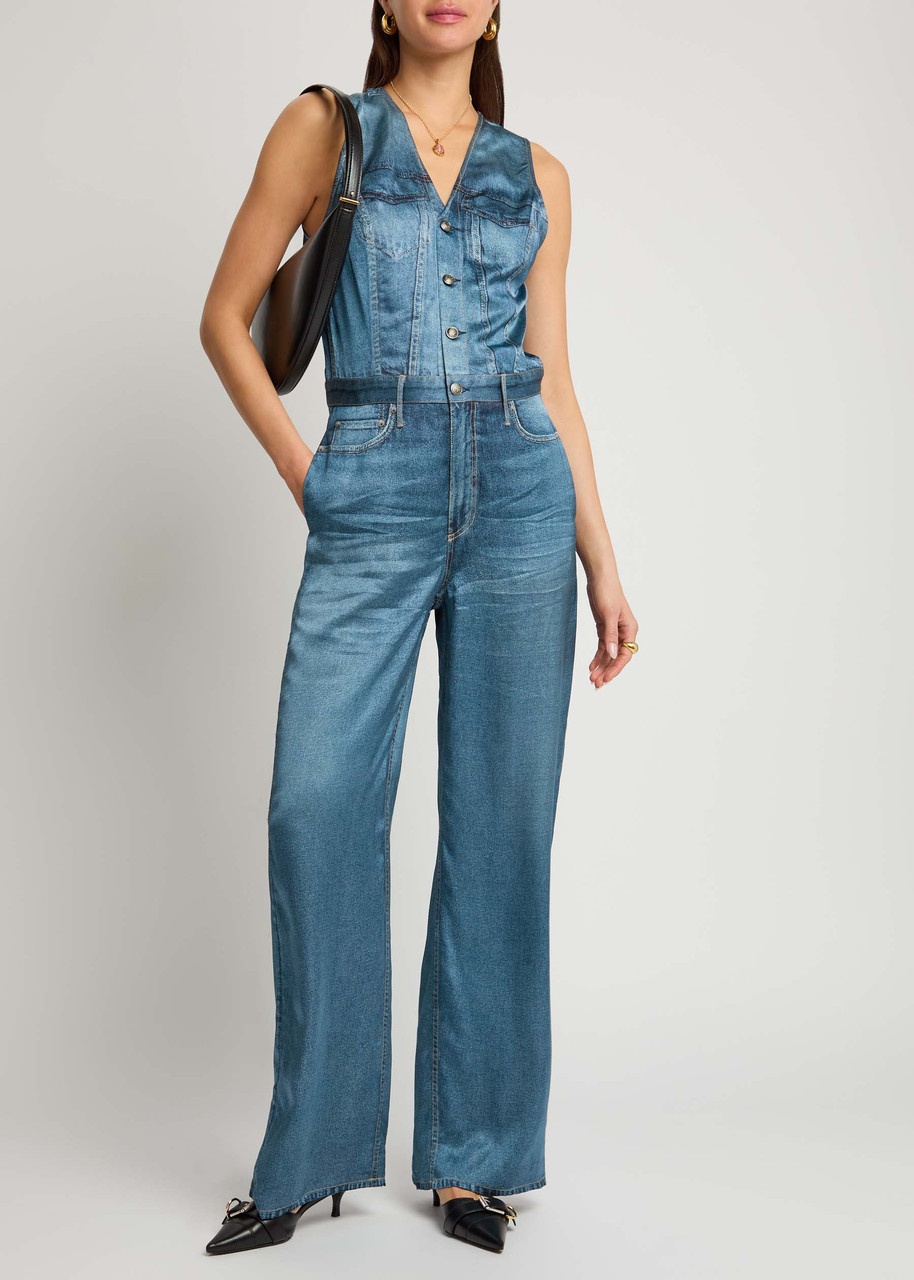 Rag & Bone Miramir Jeans-print Satin Jumpsuit - 4