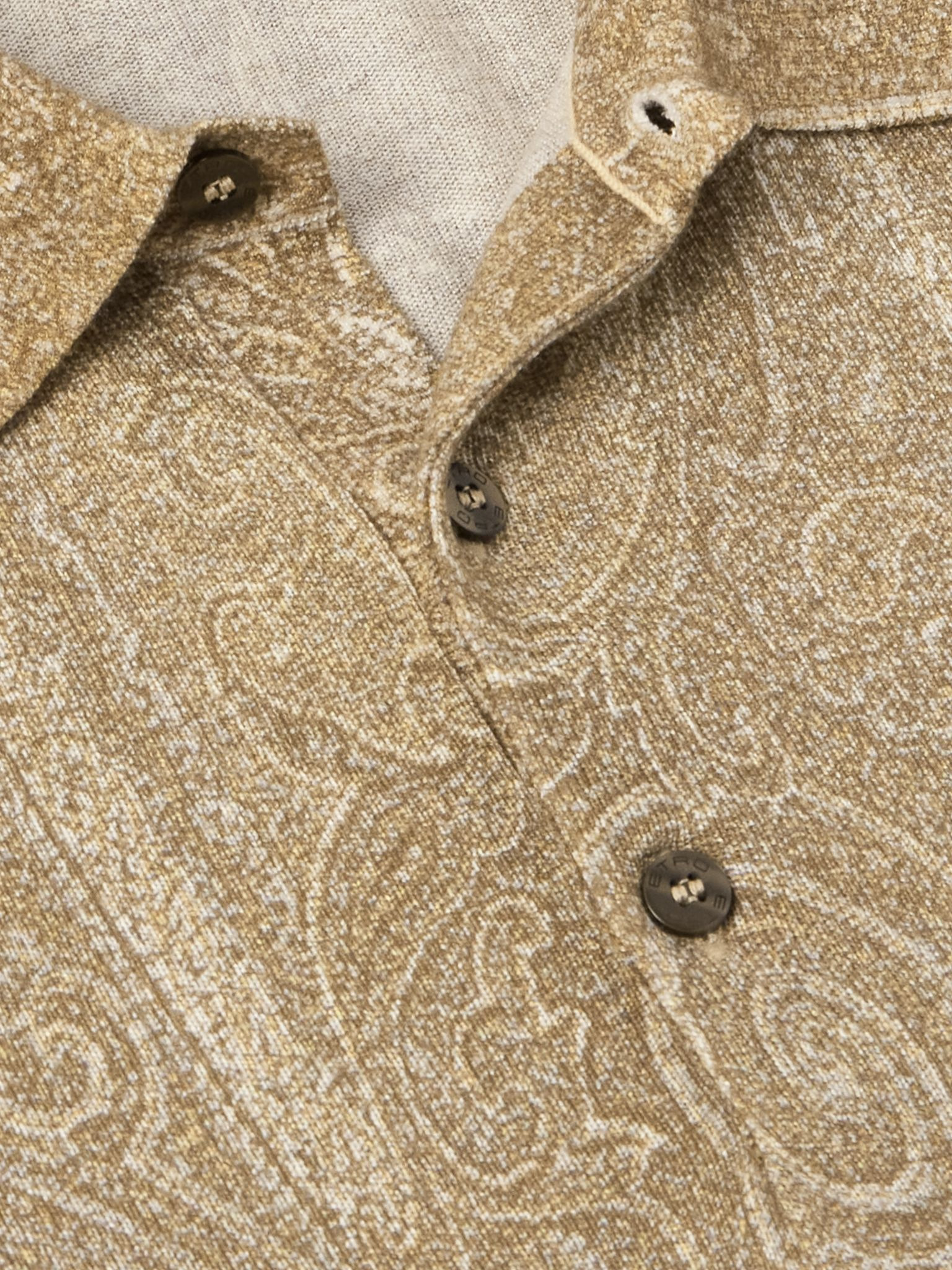 Slim-Fit Paisley-Print Silk and Cashmere-Blend Polo Shirt Beige - 4