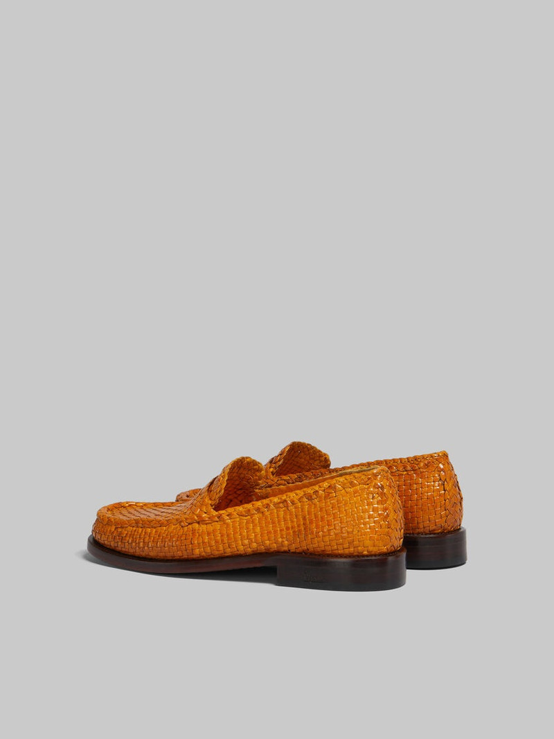 Marni ORANGE WOVEN LEATHER BAMBI LOAFER outlook