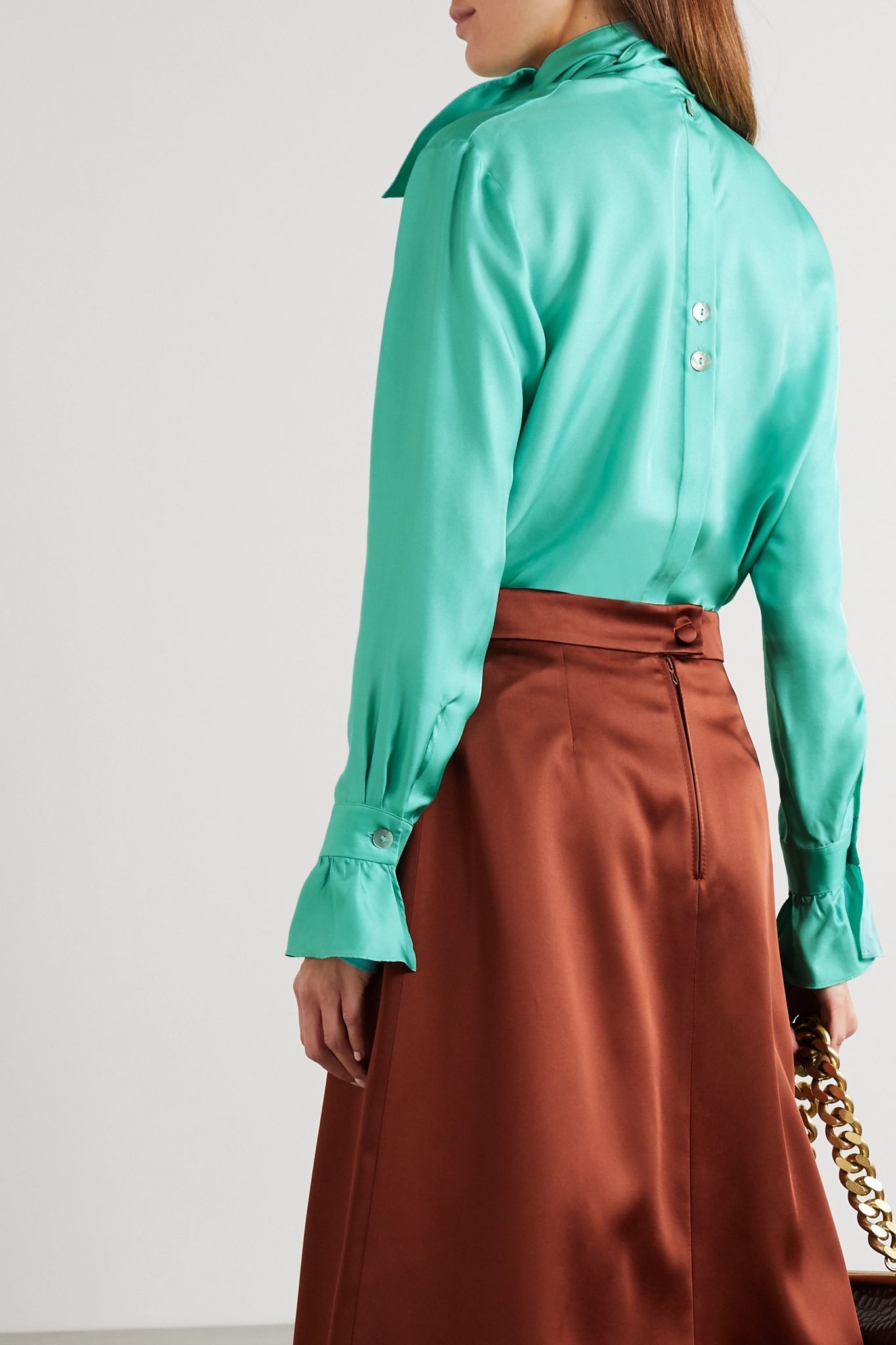 Tie-neck silk-twill blouse - 3