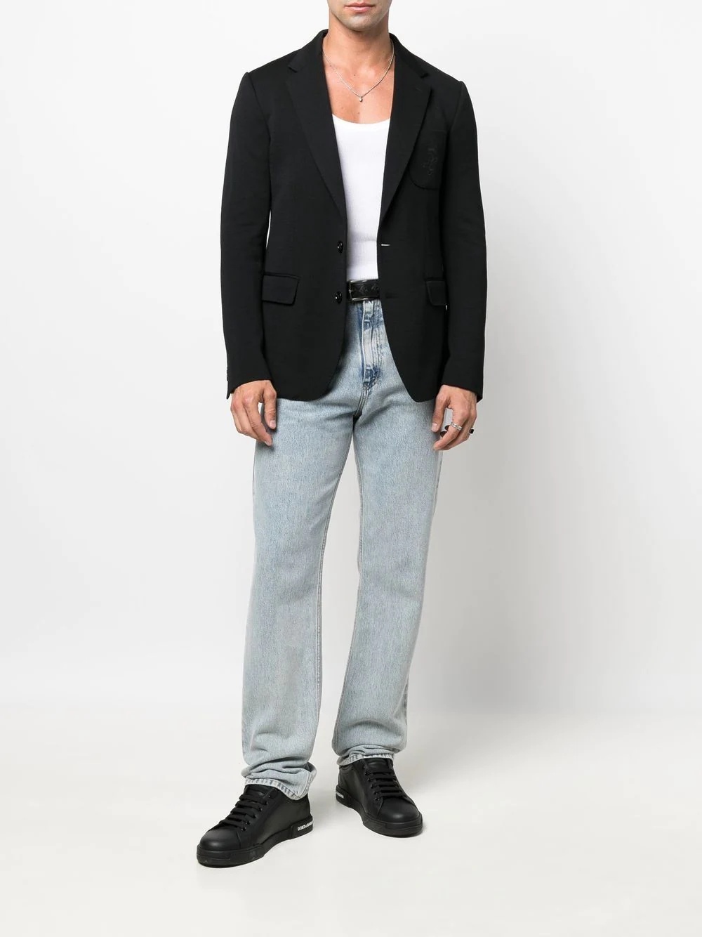 embroidered logo blazer - 3