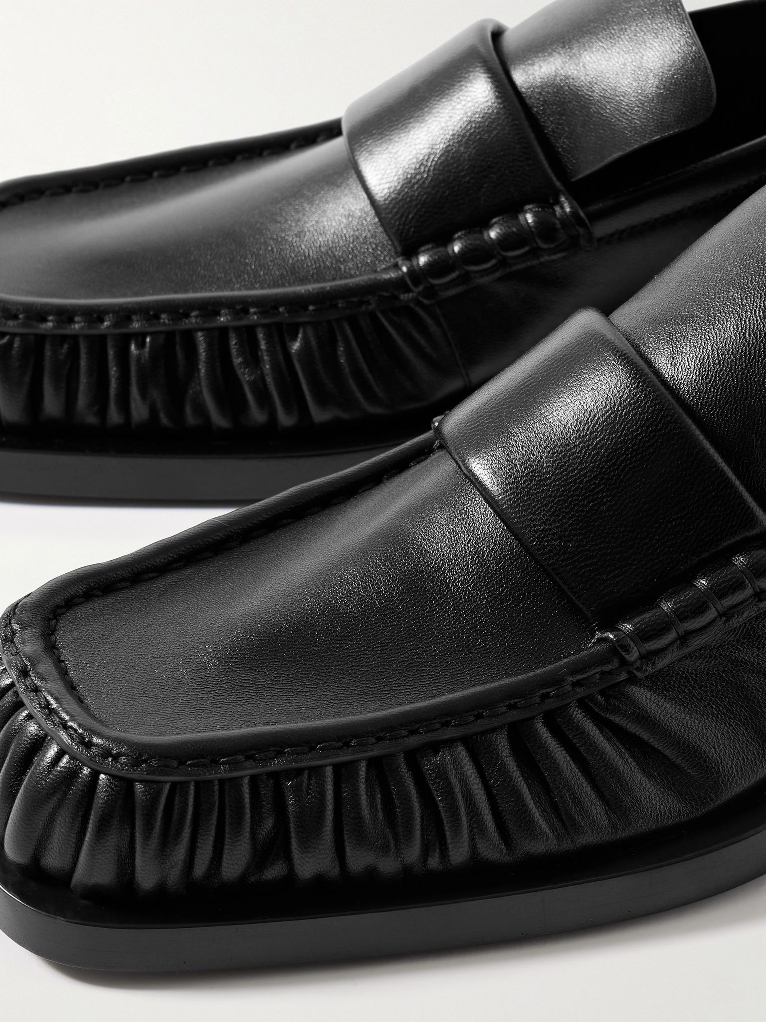 Leather Penny Loafers Black - 5
