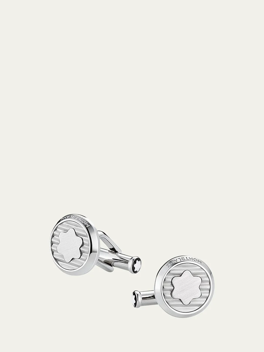 Men's Stainless Steel Snowcap Emblem Cufflinks - 1