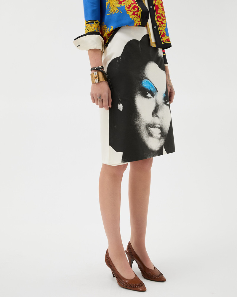 Printed Silk-Poplin Pencil Skirt 4