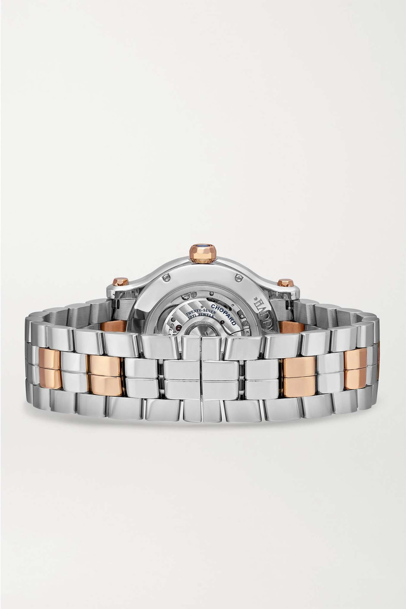Happy Sport Automatic 33mm 18-karat rose gold, stainless steel and diamond watch 6