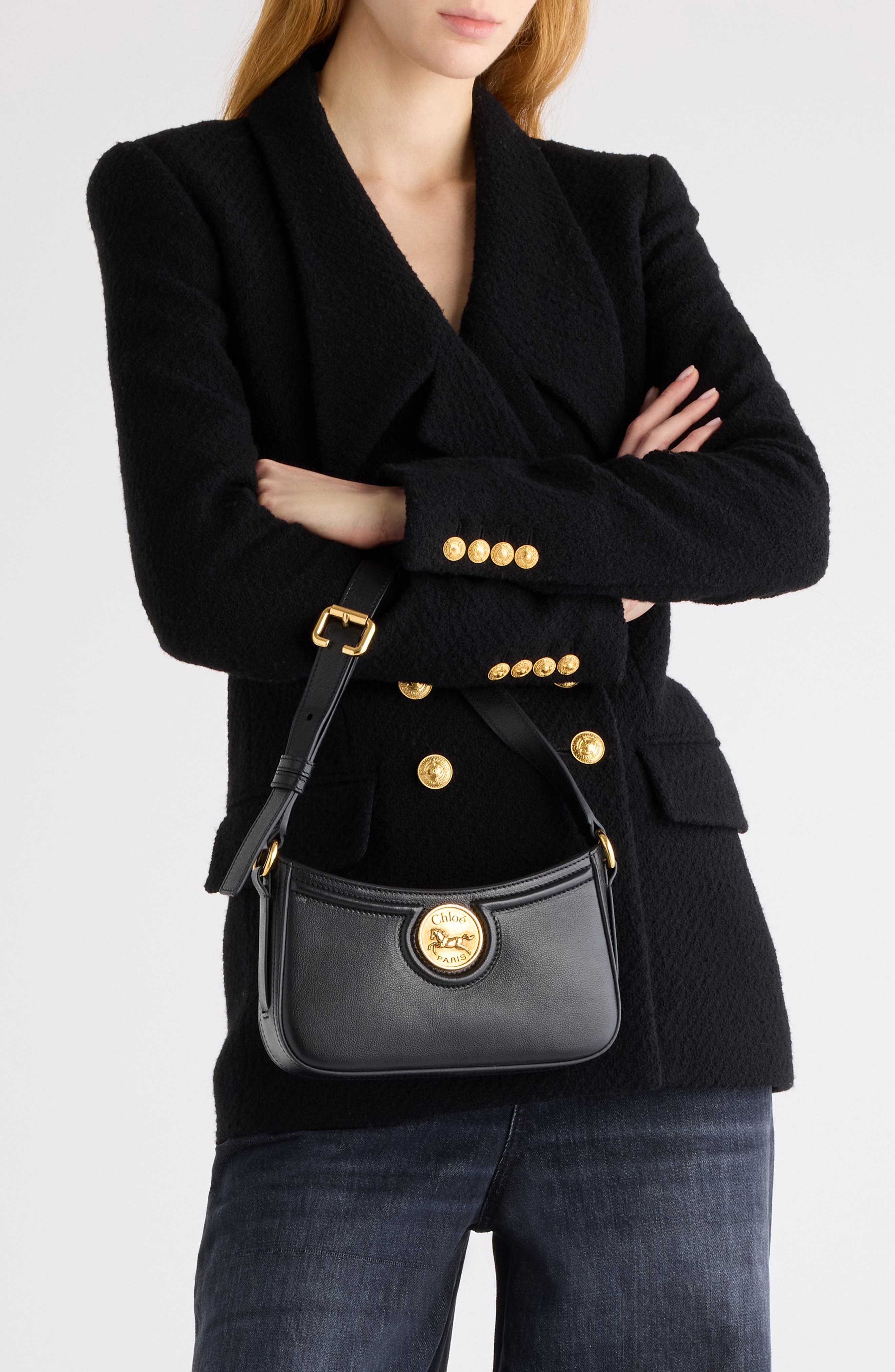 Chloé Mini Horse Medal Leather Shoulder Bag in Black at Nordstrom - 2