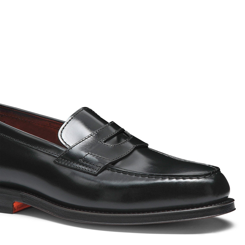 Men's black leather penny loafer 6