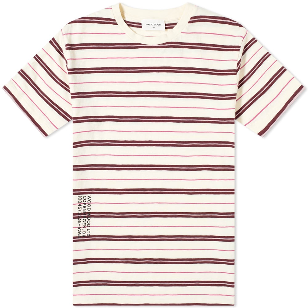 Wood Wood Slater Striped Logo Tee - 1