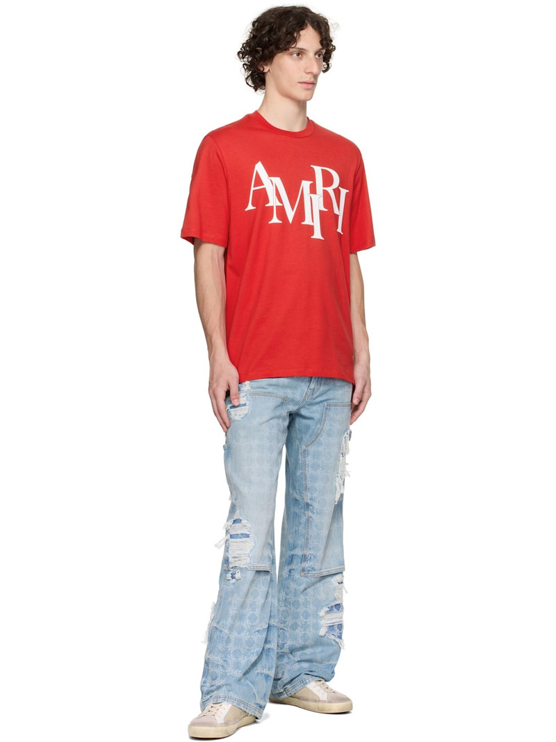 AMIRI Red 'AMIRI' Staggered Logo T-shirt outlook