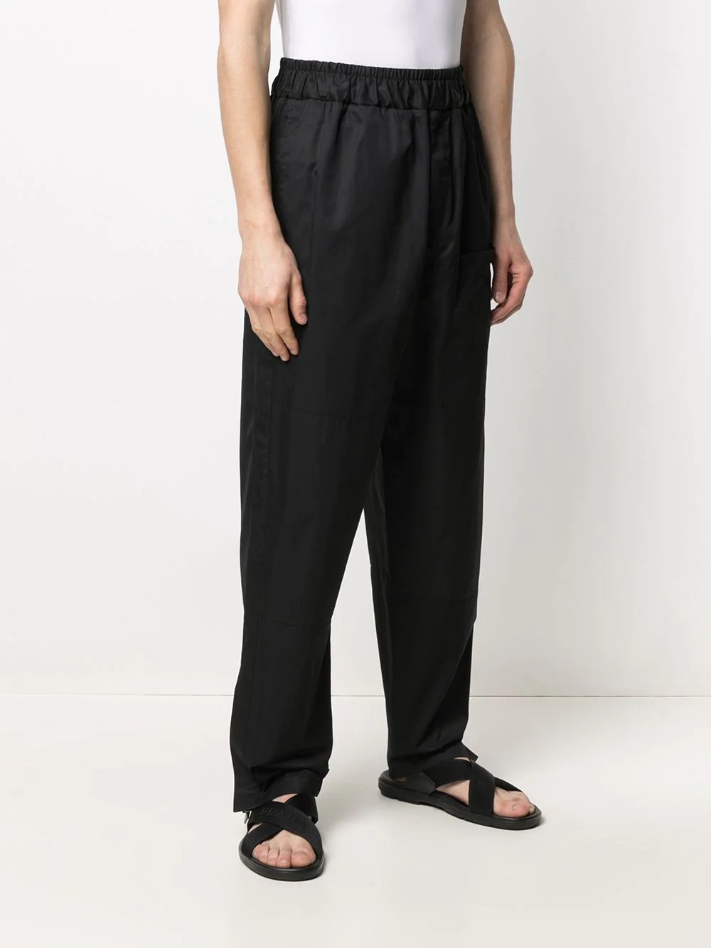 elasticated waist wide-leg trousers - 3