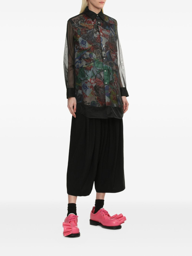 Comme Des Garçons sheer-panel printed shirt outlook
