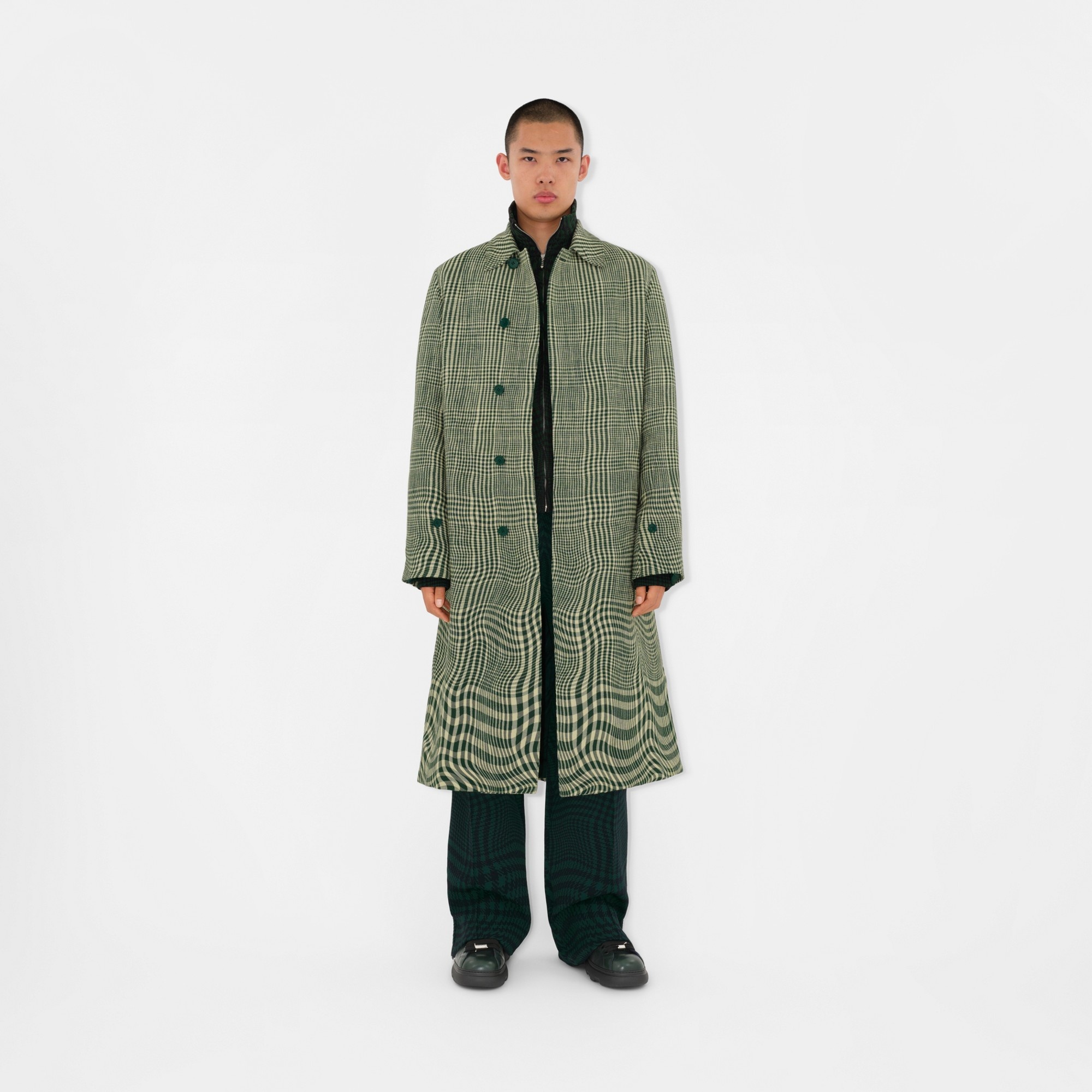 Warped Houndstooth Nylon Blend Track Jacket - 2