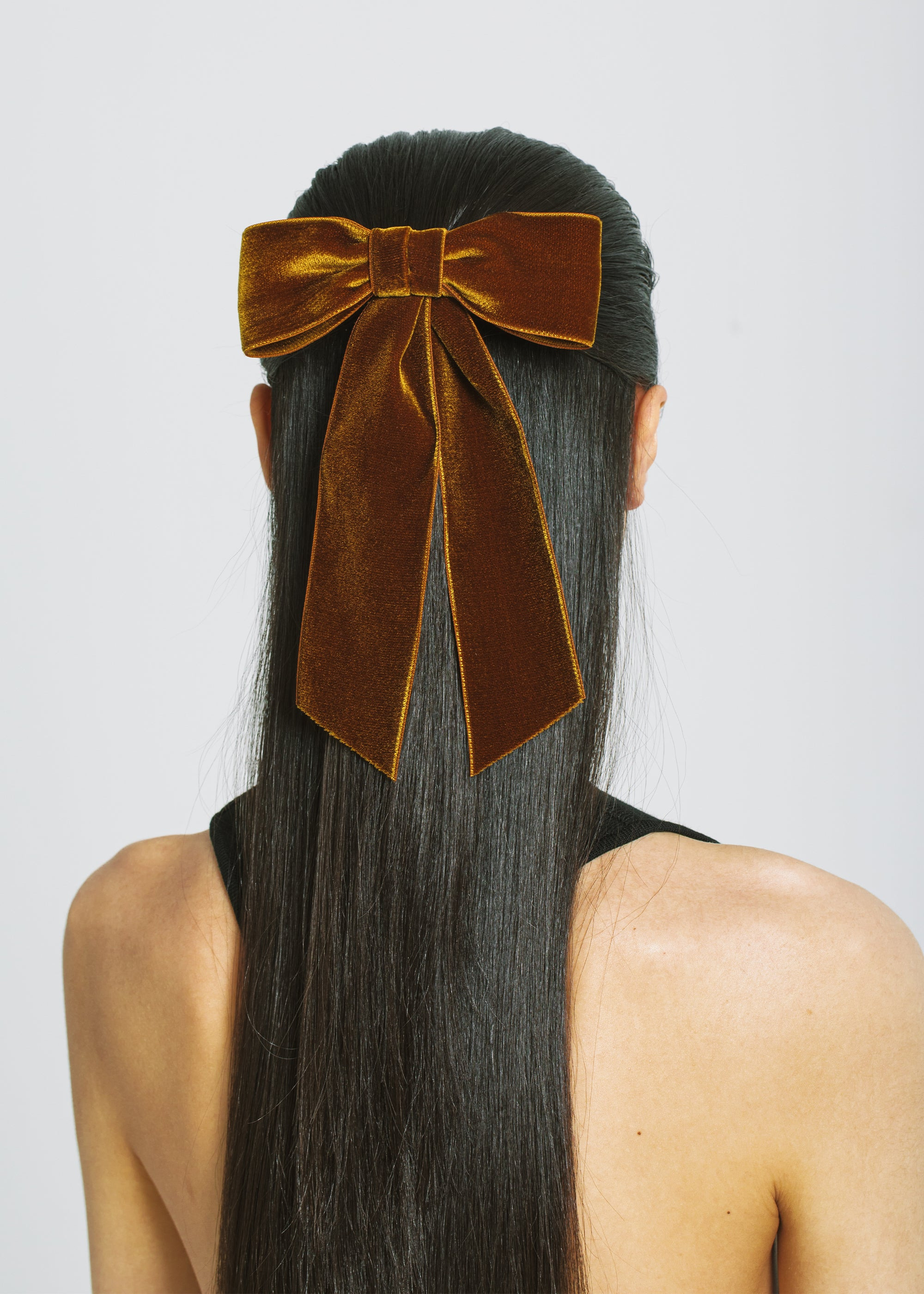 Wide Velvet Bow Barrette - 2