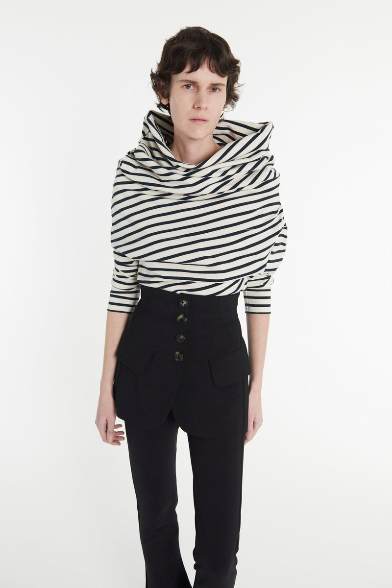 JERSEY COWL NECK DRAPED TOP STRIPE 6