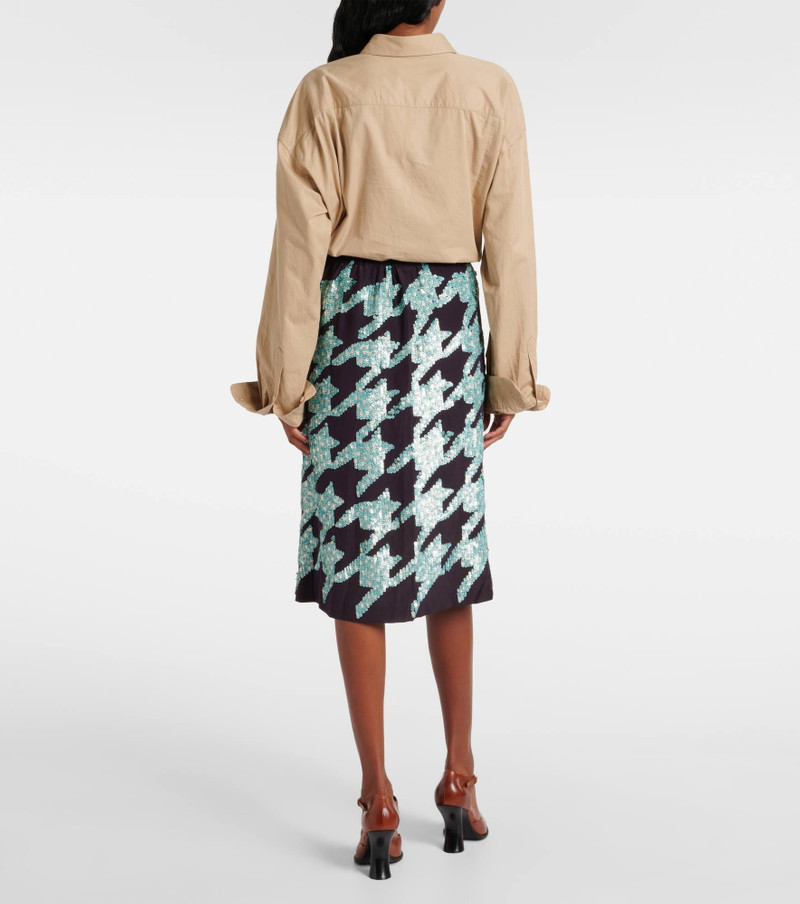 Sequined houndstooth silk midi skirt 3