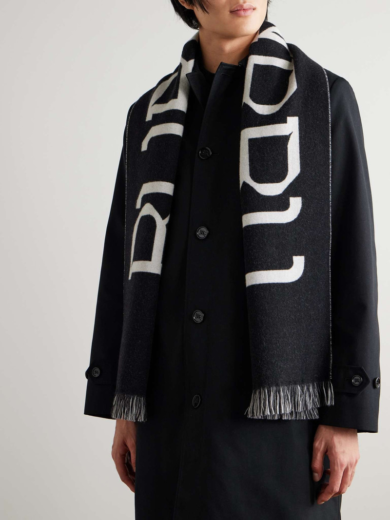 Burberry Fringed Logo-Jacquard Wool Scarf outlook