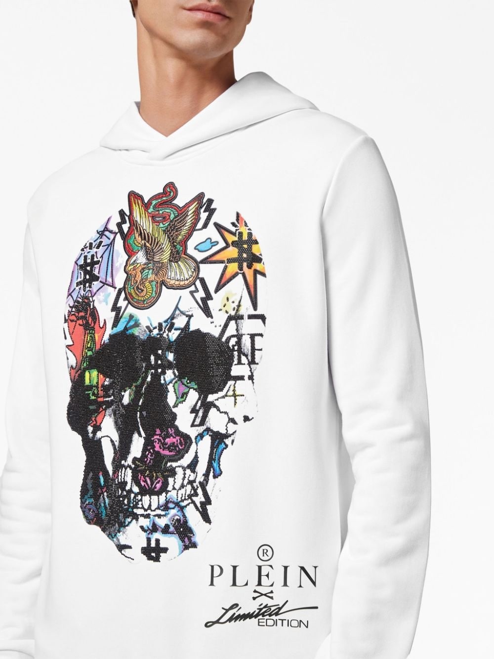 crystal-embellished skull hoodie - 6