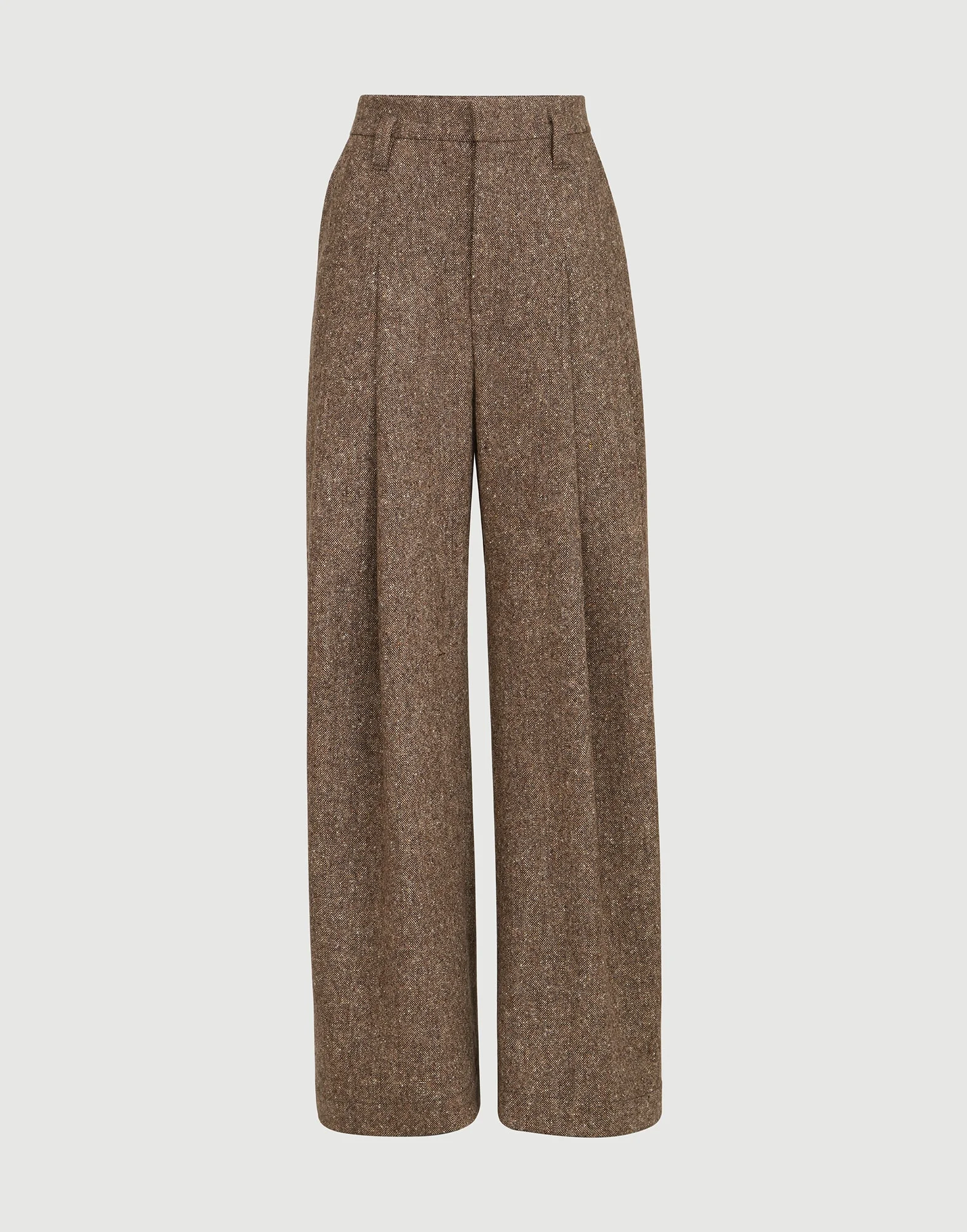 Virgin wool donegal pleated barrel trousers with monili - 1