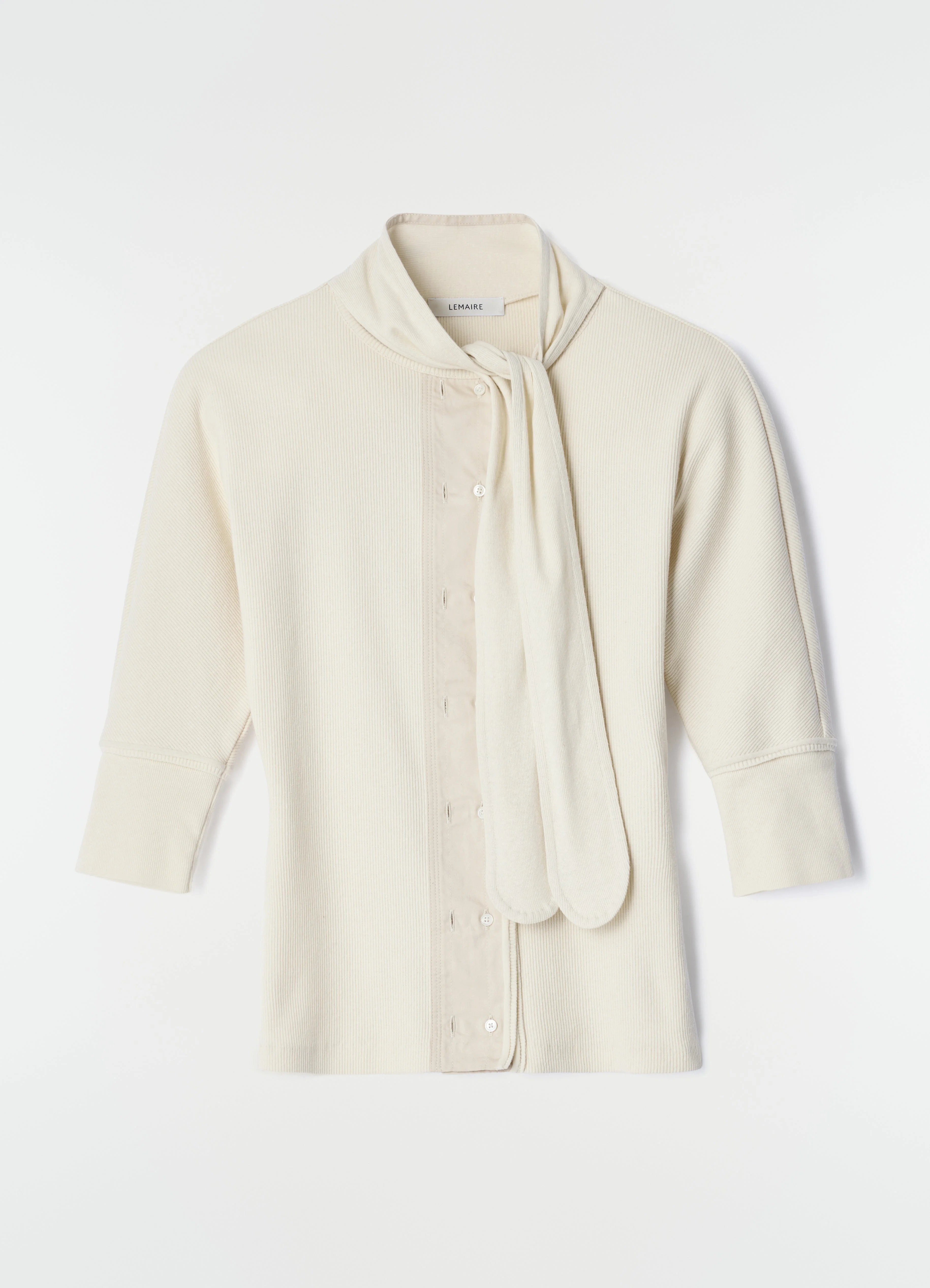 ASCOT T-SHIRT IN LINEN AND COTTON RIBBED JERSEY - 1