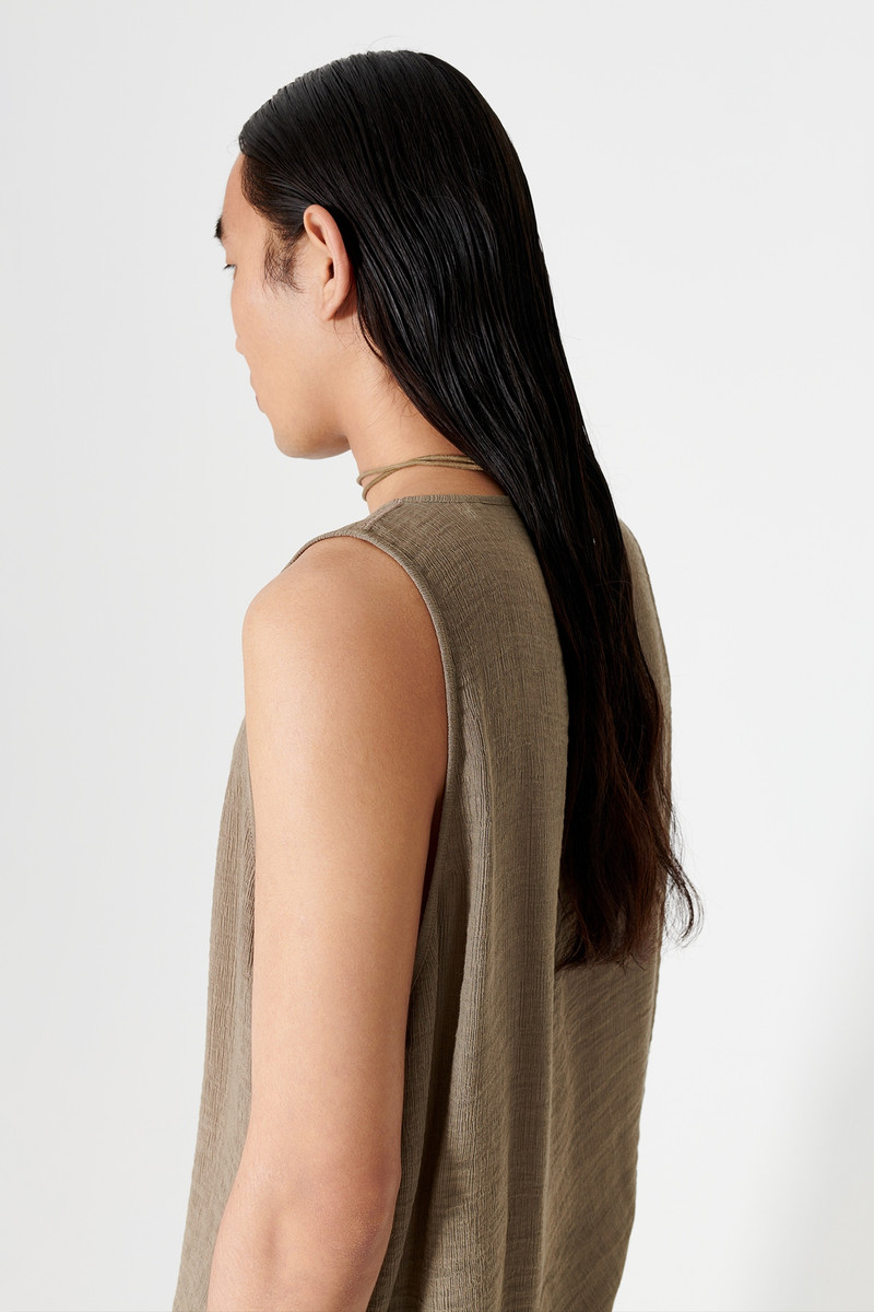 Singlet Almond Muck Ruffle Viscose 3