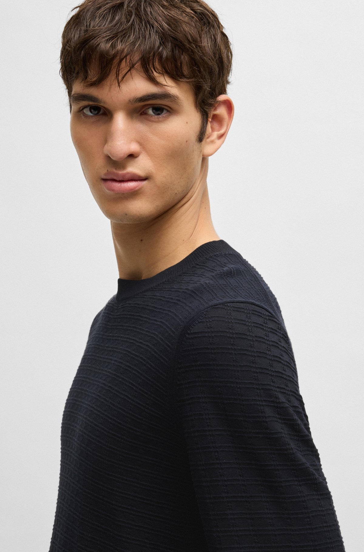 SILK SWEATER WITH KNITTED STRUCTURE IN REGULAR FIT - 3