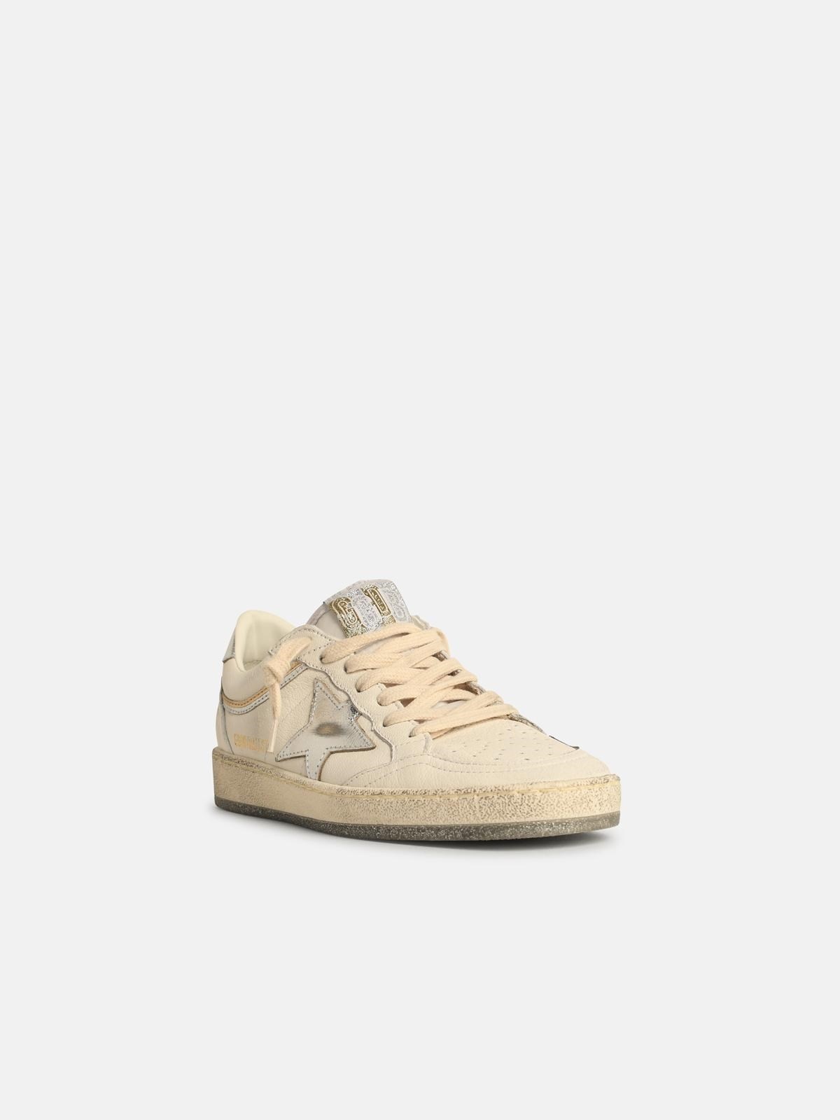 'BALL-STAR' WHITE LEATHER SNEAKERS WITH SILVER STAR AND HEEL - 2