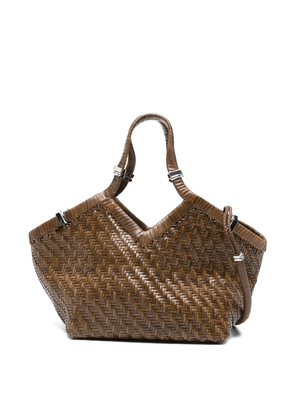 woven leather tote bag - 1