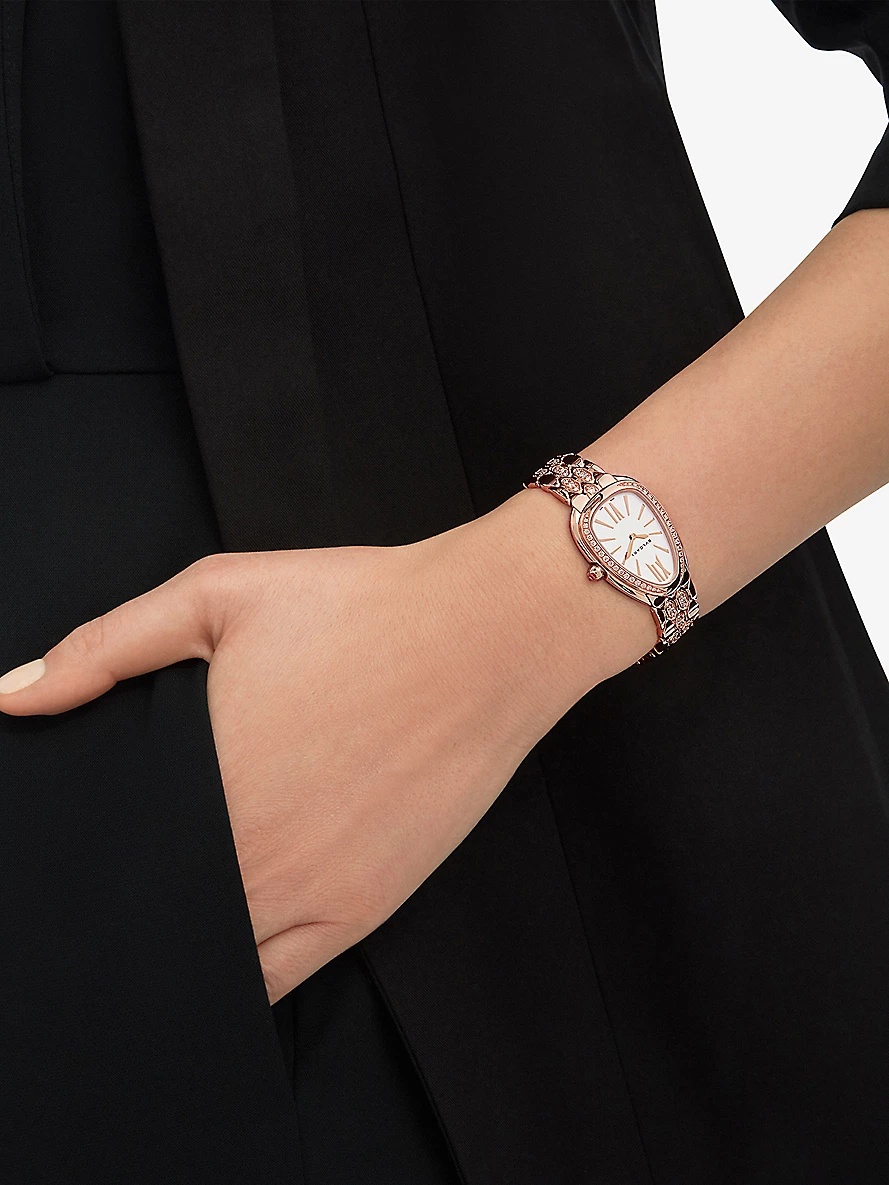 Serpenti Seduttori 18ct rose-gold and brilliant-cut diamond quartz watch - 4