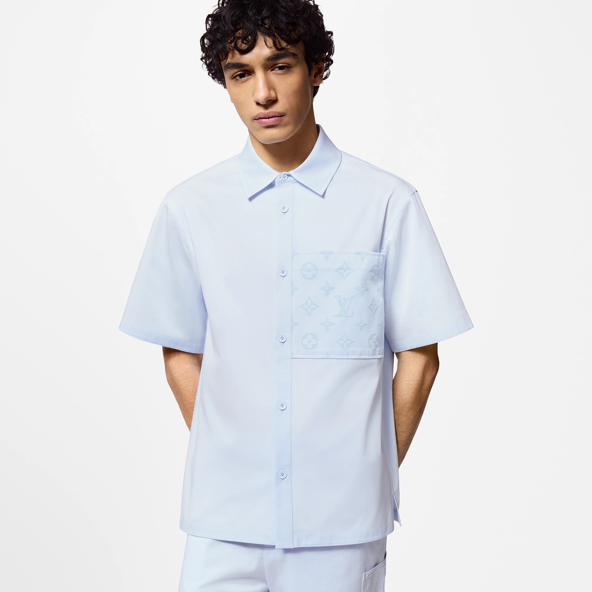 Flocked Short-Sleeved Cotton Shirt - 2