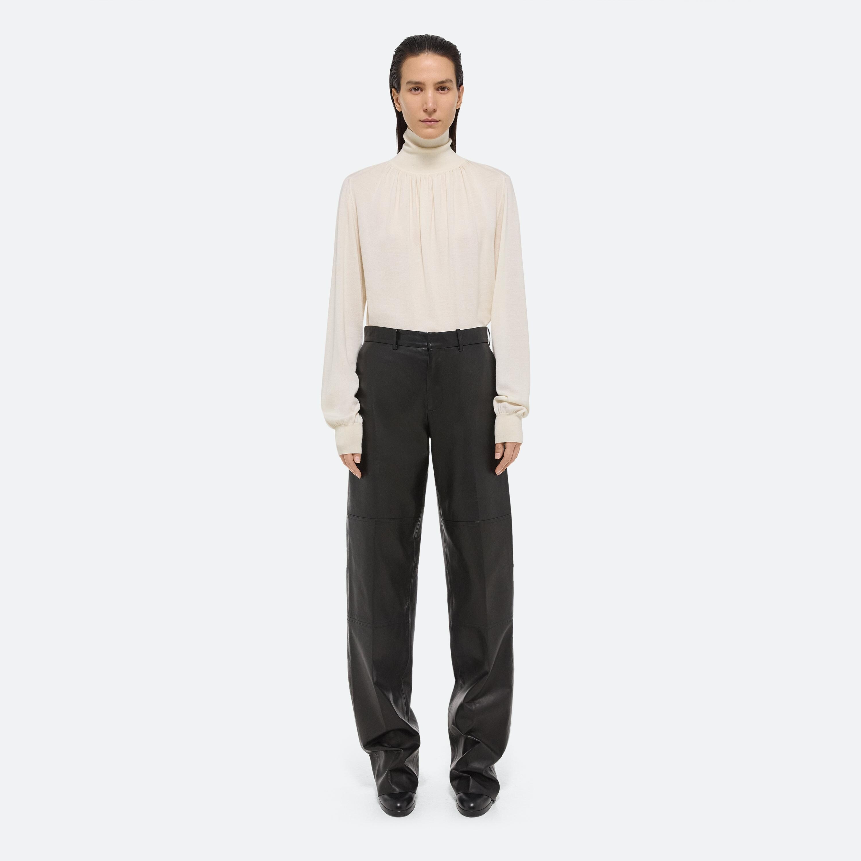 RUCHED WOOL-SILK TURTLENECK - 3