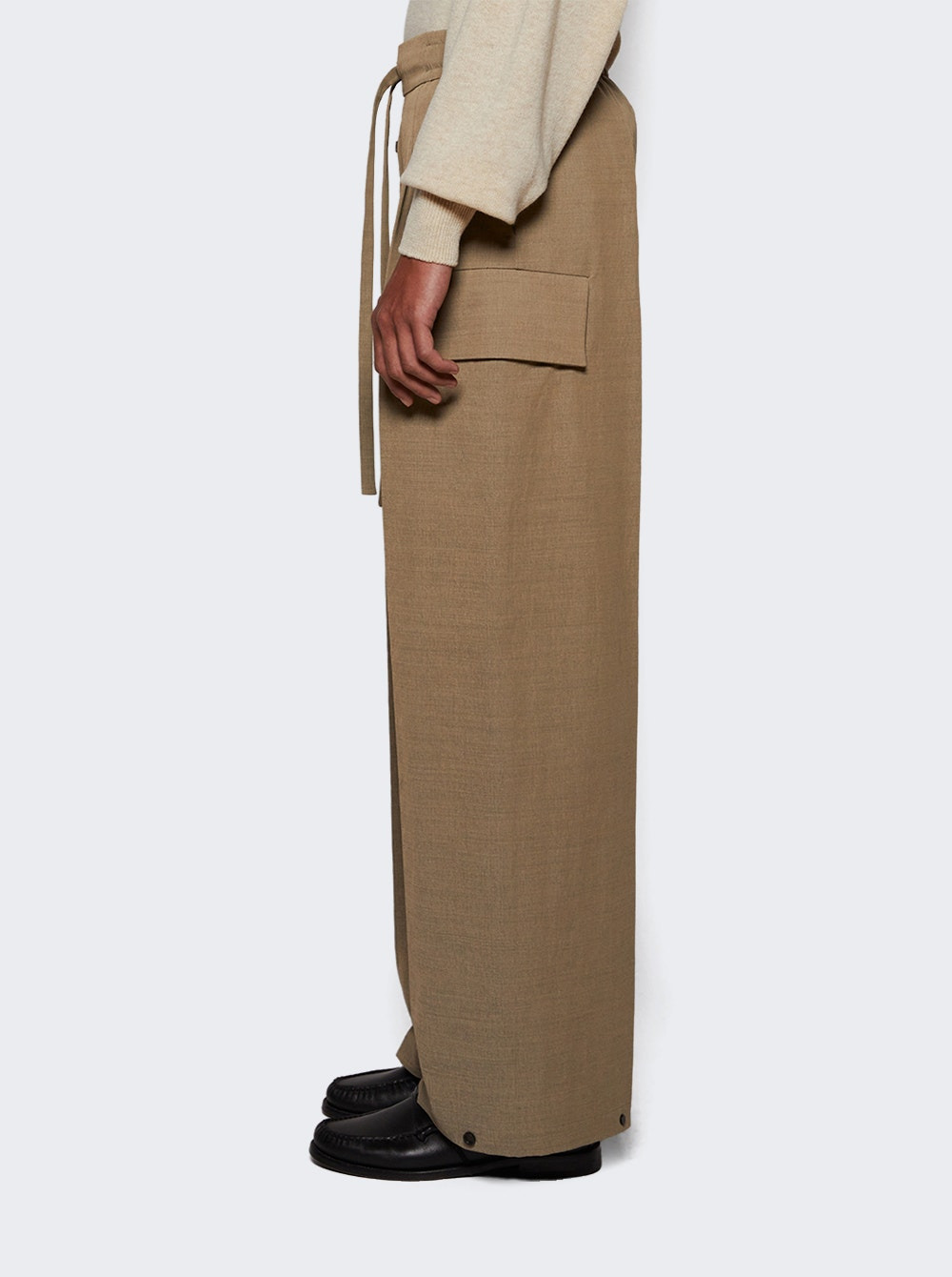 Wide Leg Cargo Pant Melange Beige - 3
