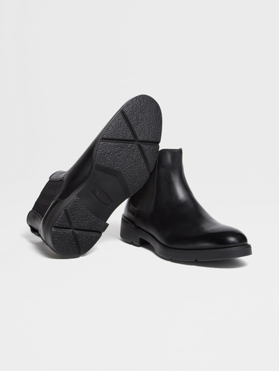 ZEGNA BLACK HAND-BUFFED LEATHER CORTINA CHELSEA BOOTS outlook