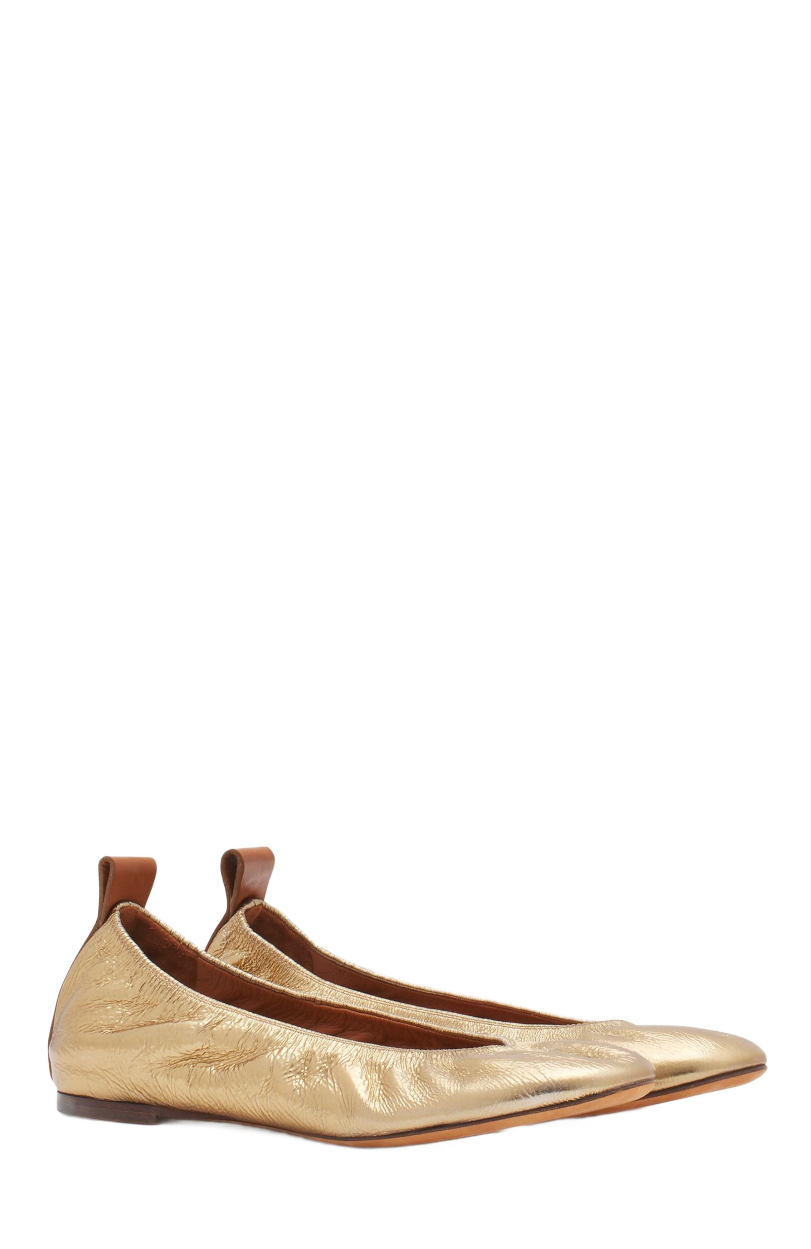 Lanvin The Ballerina Flat In Metallic Leather in Gold at Nordstrom - 2