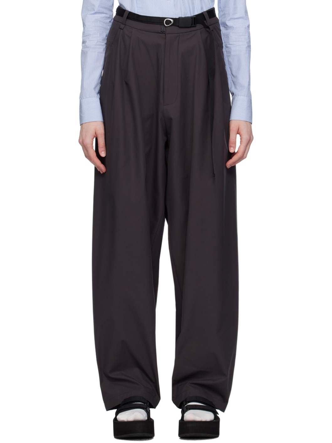 Gray Belted Trousers - 1