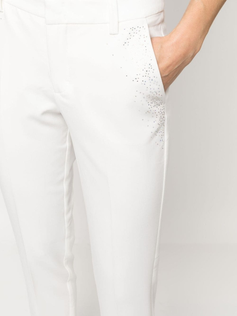 Prune rhinestones-studded trousers 5
