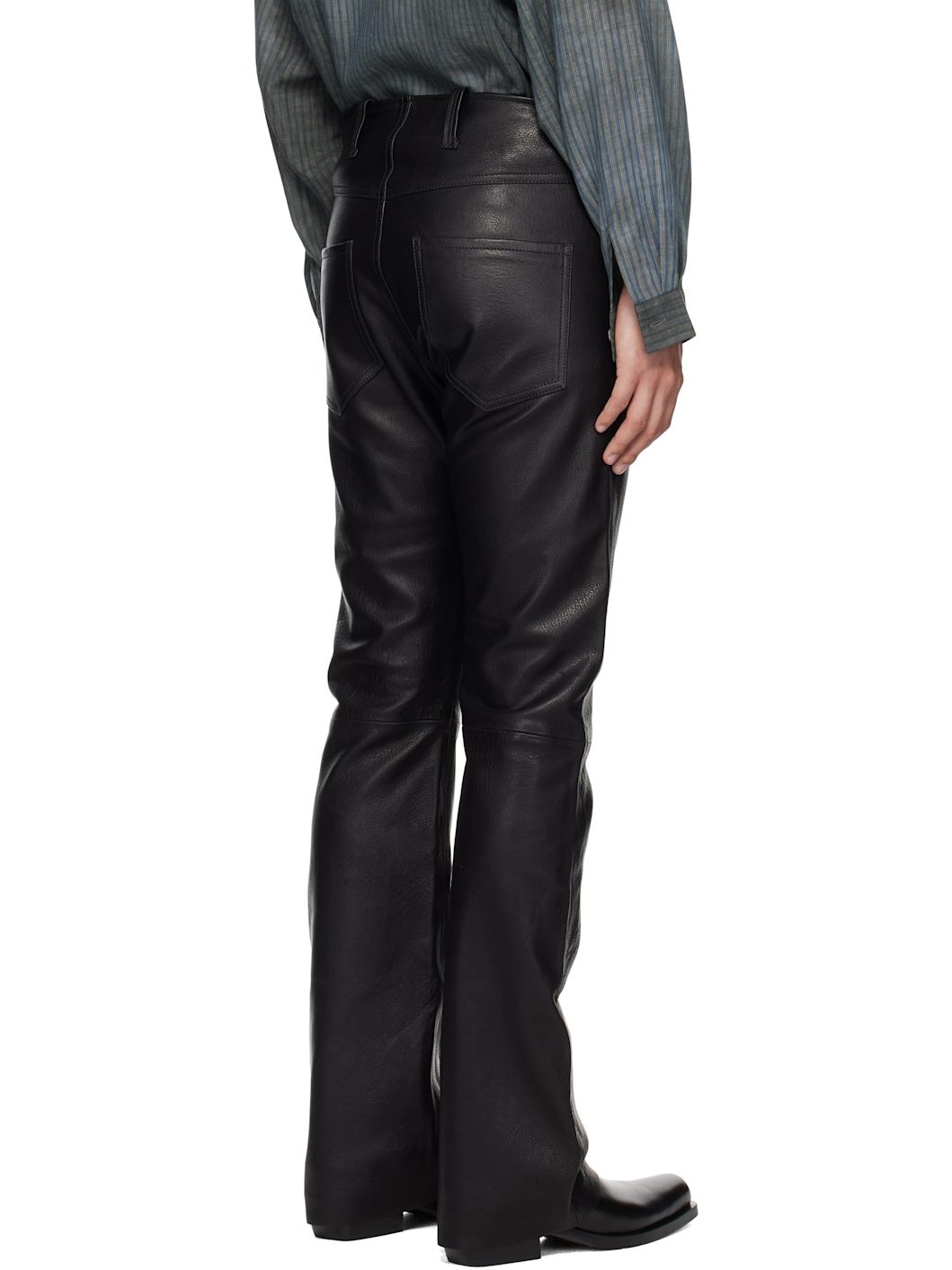 Black German Engineering Leather Pants - 3