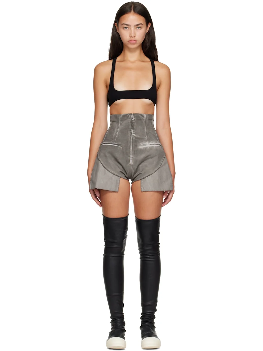 Gray Tower Dirt Cutoff Denim Shorts - 1