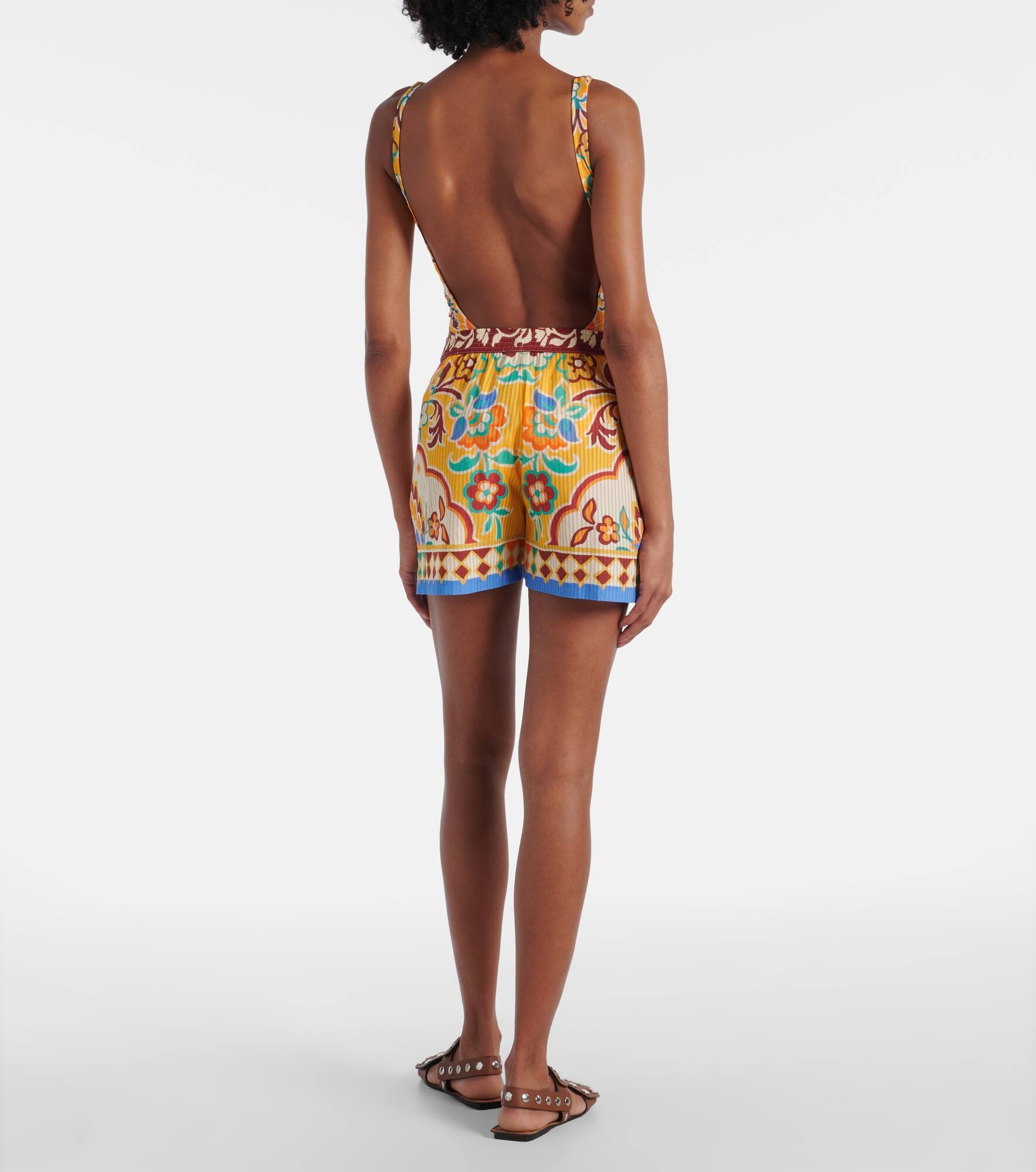 Printed cotton and silk shorts - 3