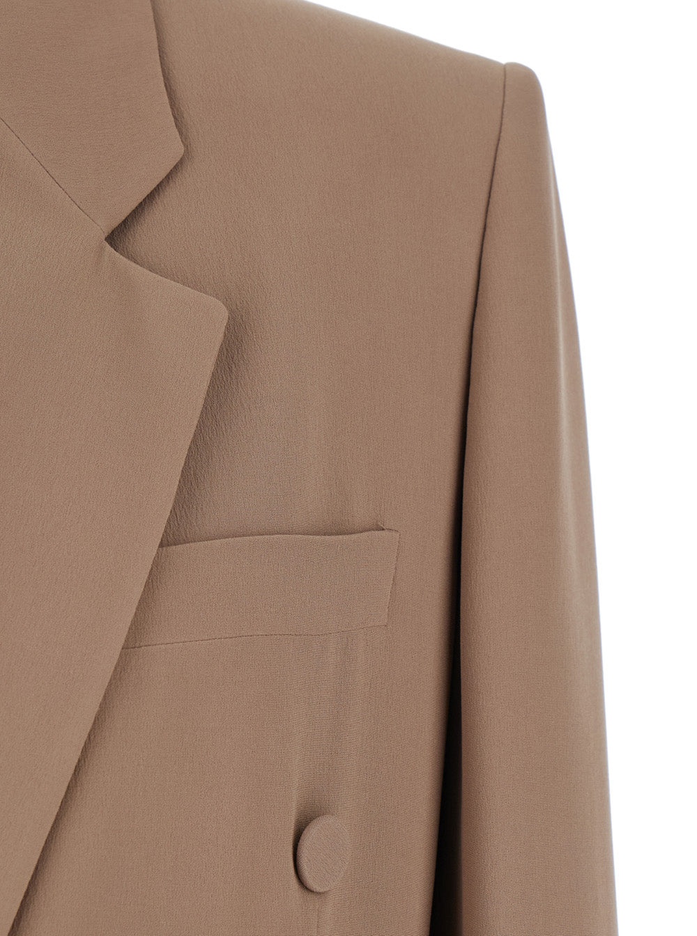 Saint Laurent Women Beige Double Breasted Jacket With Classic Lapels In Silk Woman - 3
